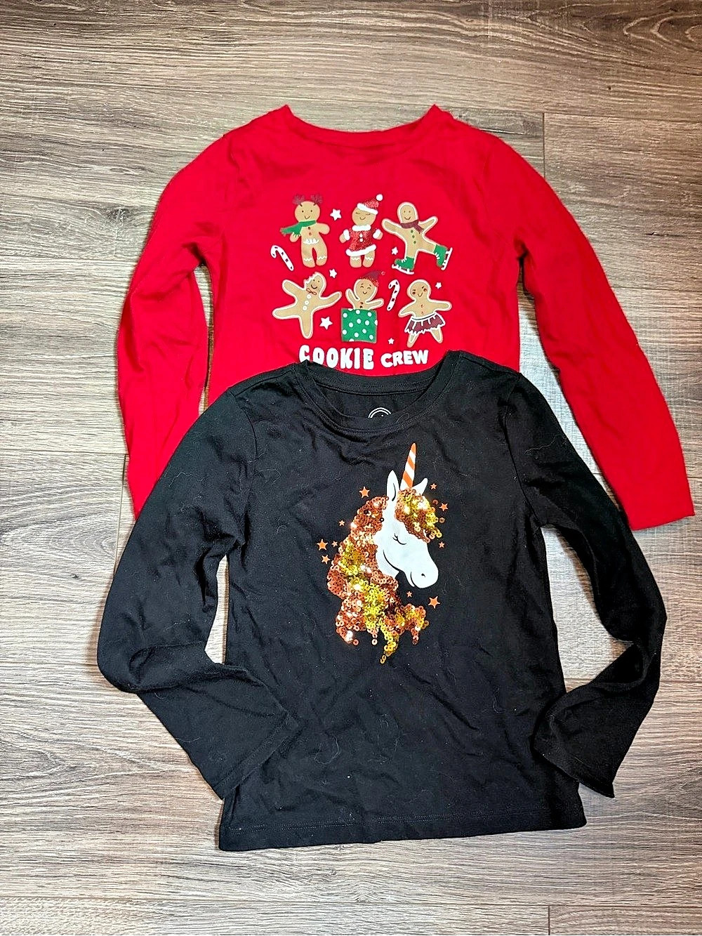 Halloween Unicorn and Gingerbread Red Girls Long Sleeve Shirt Size 6 Small